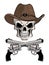 Cowboy skull in a western hat and a pair of crossed guns