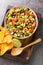 Cowboy texac caviar is a traditional American salad made with black beans, garlic, onion, bell peppers, jalapenos, corn, coriander