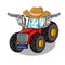 Cowboy tractor character cartoon style