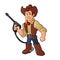 Cowboy with water pressure cleaner