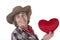 Cowboy woman with red heart