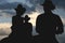 Cowboys in the morning silhouette