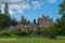 Cowdor Castle seen from formal garden.