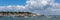 Cowes harbour Isle of Wight with boats and blue sky panorama