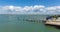 Cowes harbour jetty Isle of Wight with blue sky