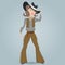 Cowgirl. Funny cartoon character.