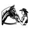 Cowgirl and horse, Retro black and white style Poster.