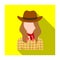 Cowgirl icon in flat style isolated on white background. Rodeo symbol.