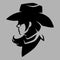Cowgirl portrait symbol on gray backdrop