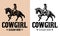 Cowgirl Riding Horse in Logo Style Vintage set
