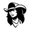 Cowgirl symbol on white backdrop