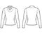 Cowl turtleneck jersey sweater technical fashion illustration with long sleeves, close-fitting shape