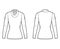 Cowl turtleneck jersey sweater technical fashion illustration with long sleeves, close-fitting shape, tunic length