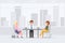 Coworkers meeting in office man, woman vector illustration. Business colleagues sitting, discussing, talking cartoon character