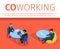 Coworking Area Horizontal Banner with Copy Space.