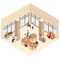 Coworking Isometric Center Interior Concept