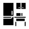 Coworking litchen furniture glyph icon vector illustration