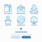 Coworking office thin line icons set: office supplies, recreation zone, legal address, reception, 24 hour access, IT support. Vect