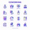 Coworking office thin line icons set: workplace, meeting room, smart office, parking, reception, legal address, 24 hour access, IT