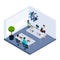 Coworking People Environment Office Isometric Banner