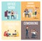 Coworking Space for Business Vector Banners Set