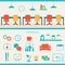 Coworking Space Header and Infographics Elements