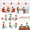 Coworking space infographic elements vector flat design illustration.