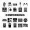 Coworking Work Office Collection Icons Set Vector