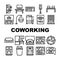 Coworking Work Office Collection Icons Set Vector