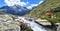 Cows grazing on a hot summer day in the Zillertal Alps in Austria