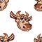 Cows muzzles seamless pattern. Design is suitable for wallpapers, textiles, websites, adult and kids bedding, wrapping paper