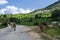 Cows by the road in Syrrako village, Epirus, Greece