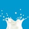 Cows, sheeps, goats, soya, rice, oat or coconut milk splash vector illustration on blue background - created with mesh
