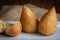 Coxinha. Traditional brazilian deep fried chicken snack. Brazilian food