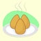 Coxinha. traditional brazilian food. vector of three Coxinhas on plate. drawing with outlines. for web design or print.