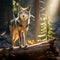 Coyote standing near a log in Yosemite National