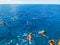 Cozumel, Mexico - Group of friends relaxing together on a party boat tour of the Carribean Sea