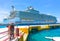 Cozumel, Mexico - May 04, 2018: Royal Carribean cruise ship Oasis of the Seas docked in the Cozumel port during one of