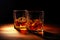 Cozy atmospehere with two whiskey glasses. Created with Generative AI technology