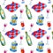 Cozy Autumn seamless pattern. Handdrawn watercolor wine bottle and glass on white background.