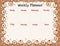 Cozy autumn weekly planner and to do list with apples ornament. Cute template for agenda, planners, check lists, and other