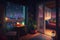 cozy balcony with view of vibrant city nightlife