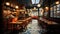 Cozy bar inside old building, wood chairs, rustic elegance generated by AI