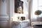 cozy baroque interior in small study in white