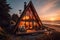 Cozy beach cabin sunset. Generate Ai
