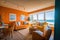 cozy beach condo with warm colors, comfortable furnishings and stunning ocean views