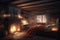 a cozy bedroom, with warm lighting and a crackling fire, for a relaxing night of sleep