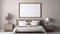 Cozy beige bed decorations ai generated frame mockup bedroom
