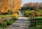 Cozy benches in a garden