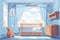 cozy blue baby childrens room AI generated